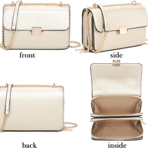 Square Shoulder Bags for Women Chain Strap Crossbody Bag Medium Leather Evening - Picture 3 of 8